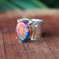 thumbnail image 7 of Mohave Copper Turquoise Ring, Wide Band Ring, 925 Sterling Silver Ring, Brass Ring, Handmade Statement Ring, Hammered Ring, Unique Jewelry**, 7 of 7