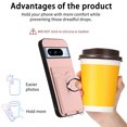thumbnail image 3 of for Google Pixel 8 Pro PU Leather Phone Case Cover, Classic Shoulder Strap Card Slots Shockproof Protective Ring Bracket Anti-scratch Ultra Slim Back Case for Google Pixel 8 Pro - Rosegold, 3 of 8