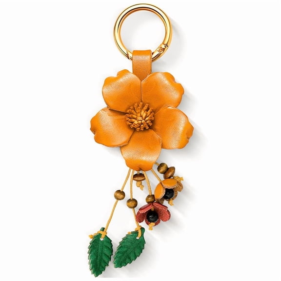 PU Leather Leaf Flower Tassel Keychain Boho Accessories Cute Keychains for Women Wallet Bag Purse Ring Pendant Charms,1 * DIY accessories