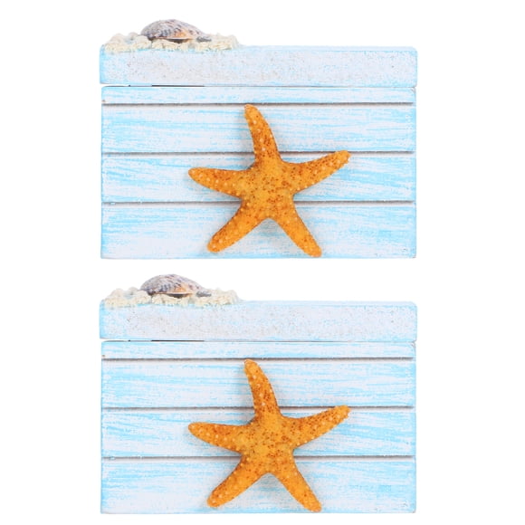 joyeros náuticos de madera: caja de almacenamiento decorativa costera con tapa abatible para pulseras, organizador de recuerdos, decoración de habitación de playa para el hogar y el dormitorio.