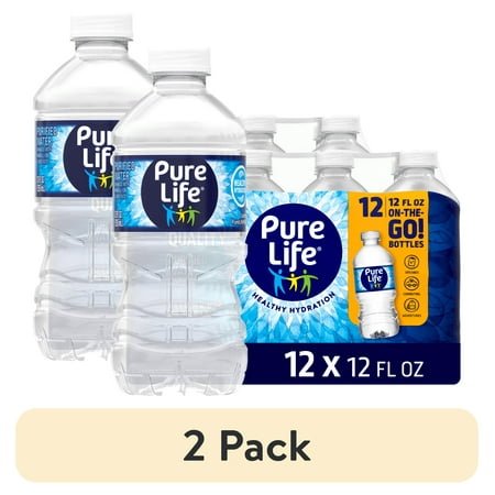 (2 pack) Pure Life Purified Water, 12 Fl Oz, 12-Pack Plastic Bottles