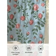 thumbnail image 6 of Sheer Curtains 84 inches Long, Retro Pink Flower Floral Leaf Plant Blue Country Watercolor Light Filtering Sheer Window Curtains Rod Pocket Voile Drapes for Bedroom Living Room, 52"W x 84"L 2 Panels, 6 of 7