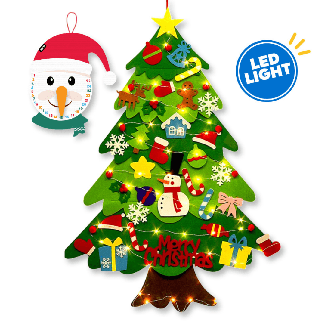 JEEXI 3ft DIY Felt Christmas Tree with LED String Lights photo 1