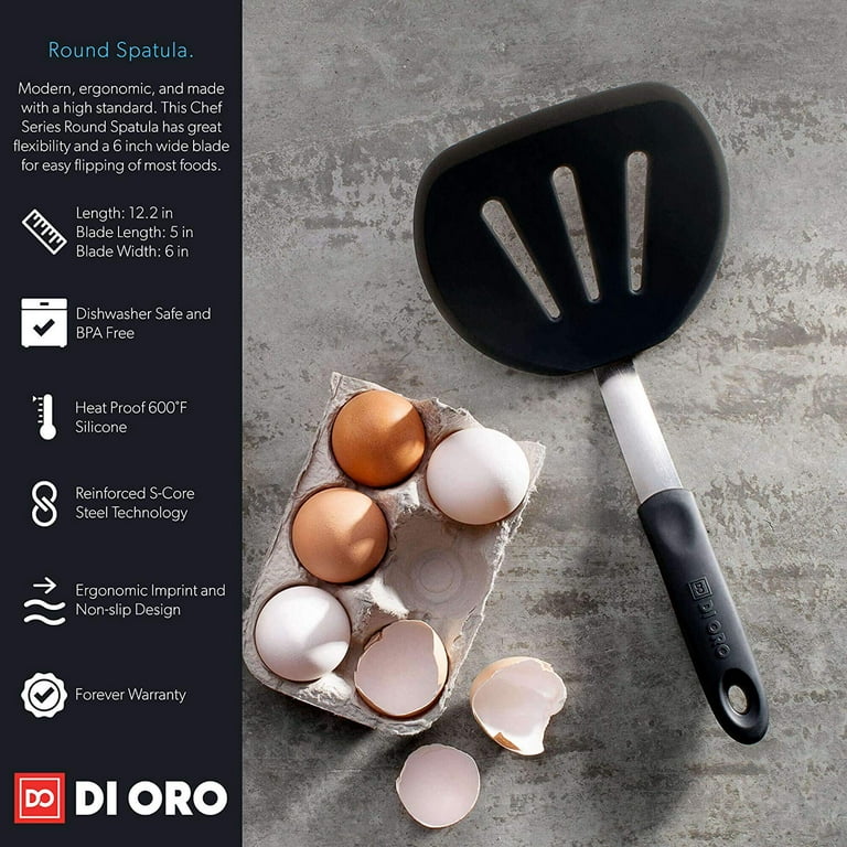 DI ORO Cooking Spoon - Solid Silicone Spoon 600°F High Heat Nonstick  Cookware Safe - Kitchen Spoon for Cooking & Baking - Large Serving Spoon  Utensil