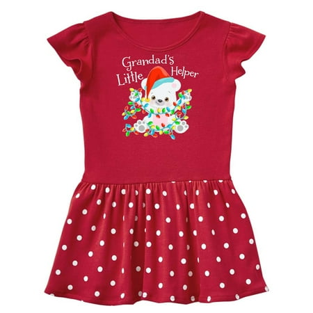 

Inktastic Grandad s Little Helper Cute Polar Bear with Lights Gift Baby Girl Dress