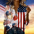 thumbnail image 2 of Atogsazn 4th of July Satin Silk Shirt for Women Dress Casual Button Down Long Sleeve Shirts Blouse Tops Outfit Wine XL Fashion, 2 of 6