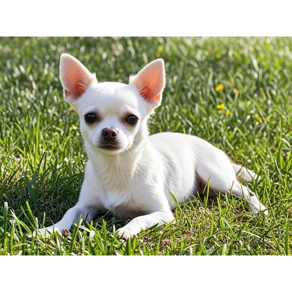 5D Diamond Art DIY Kits White Chihuahua Diamond Painting Full Round Drill Crystal by Number Mosaic Arts and Crafts for Living Room Bedroom Home Wall Decor 12x16 inch / 30x40cm