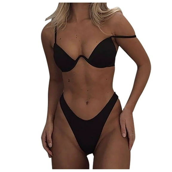 HomeGardon Bestselling Bikini,Swimsuits for Women Bikini Solid Set Swimsuit Two Piece Filled Bra Swimwear Beachwear,S-L