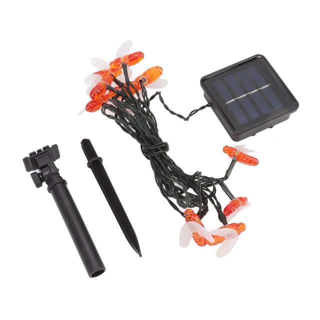Cadena de luces LED impermeables con forma de abeja alimentadas por energía solar para decoración navideña