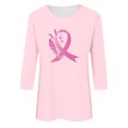 thumbnail image 4 of Alkepwun Breast Cancer Shirt for Women Love Heart Pink Ribbon Shirt Cancer Awareness T-Shirts Support Survival 3/4 Sleeve Tops, 4 of 5