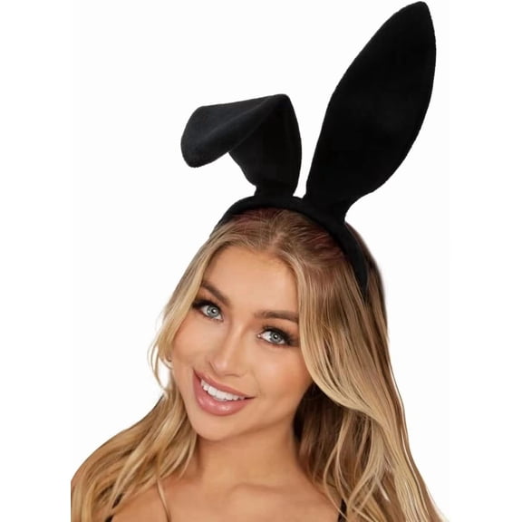 Velvet Bunny Ears Headband for Women and Adults, Rabbit Ear Costume Headwear, Halloween Party Cosplay Hair Accessories