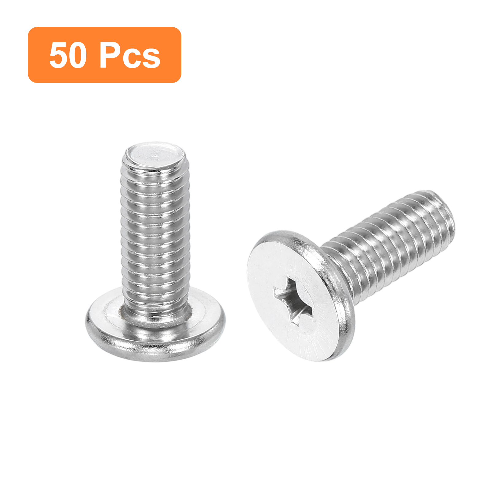 M8-1.25 x 20mm 50Pack Metal Flat Round Head Screws Phillips Drive Machine Bolt