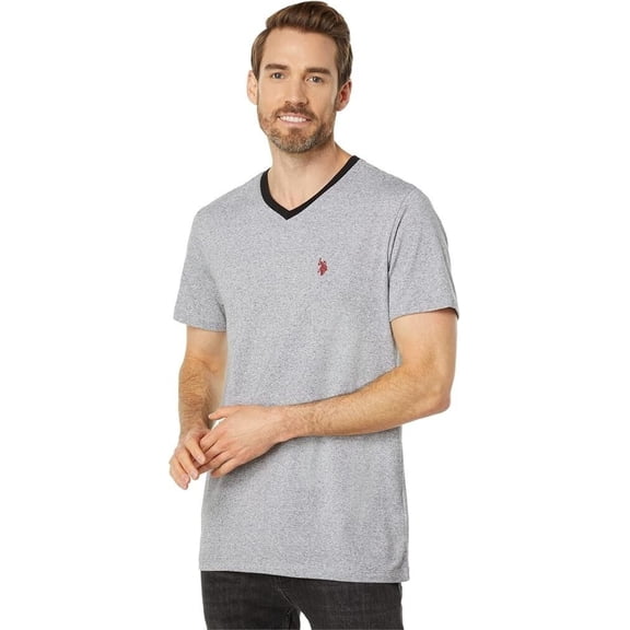 U.S. Polo Assn. T-Shirt Men's Medium Gray Short Sleeve V-Neck Pullover JDM466