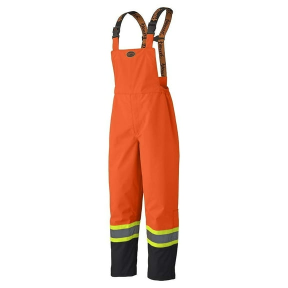 Pioneer Hi-Vis Heavy-Duty Work Bib Pants - 100% Waterproof - Zippered Inside Pocket