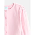 thumbnail image 2 of Wonder Nation Toddler Girls' Velour Cardigan with Long Puff Sleeves, Sizes 18M-5T, 2 of 3