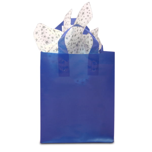 Royal Blue Frosted Handle Plastic Bags | Quantity: 250 | Width: 16&quot; by Paper Mart - 0
