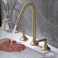 thumbnail image 2 of Two Lever Handle Deck Mounted Widespread Faucet, 3-Hole Bathroom Basin Faucet, 2 of 7