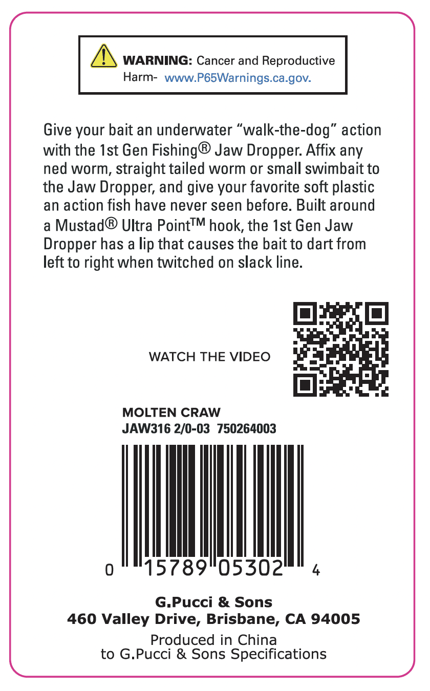 1st Gen Jaw Dropper Bass Leadheads Molten Craw 3/16oz 2/0 4pk