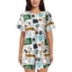 thumbnail image 1 of Balery Back To School A Conjunto de Pijama para Mujer con Estampado, Dos Piezas de Manga Corta y Shorts, Ropa de Dormir Suave con Cuello Redondo y Bolsillos-Small, 1 of 6