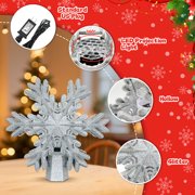 Christmas Tree Topper, Snowflake Tree Toppers Lighted Indoor with Rotating 3D Snowflake LED Projector, Hollow Glitter Lighted for Christmas Tree Decorations Holiday Ornaments, Sliver