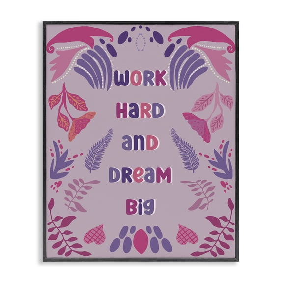 Stupell Industries Work Hard Dream Big Quotes and Sayings Painting Black Framed Art Print Wall Art, 11 x 14