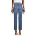 thumbnail image 2 of Time and Tru Women's Mid Rise Relaxed Straight Pull On Jeans, 2 of 5