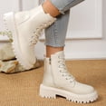 thumbnail image 4 of CAZOFW Womens Ankle Combat Boots Lace Up Booties with Side Zip and treaded sole, 4 of 8