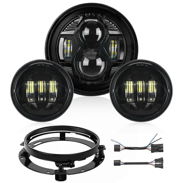 Kit de faros LED y faros antiniebla para motocicleta Nilight de 7 pulgadas+4,5 pulgadas