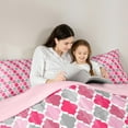 thumbnail image 5 of jejeloiu Vintage Rhombus Pattern Queen Comforter Set,Abstract Geometric Floral Bedding Sets,Pink Gray Bedding Comforter Set For Men Women,Ultra Soft Home Decor Reversible,3-Piece, 5 of 8