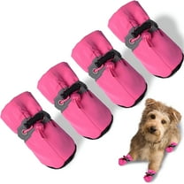 ACDANC Waterproof Dog Shoes for Small Dogs, Anti-Slip Dog Boots & Paw Protector for Snowy Day, Summer Hot Pavement Dog Booties with Reflective Straps, Cat Dog Shoe for Indoor Hardfloors (Pink, 1)