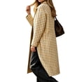 thumbnail image 5 of Dzrciro Plaid Long Coat for Women, Long Sleeve Lapel Open Front Button Checkered Trench Coat, Elegant Fashion Fall Outerwear S-2XL, 5 of 7