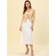 thumbnail image 3 of Cárdigan corto con lazo en la parte delantera para mujer Dobladillo con volantes Top transparente de encaje floral Beige XS, 3 of 5
