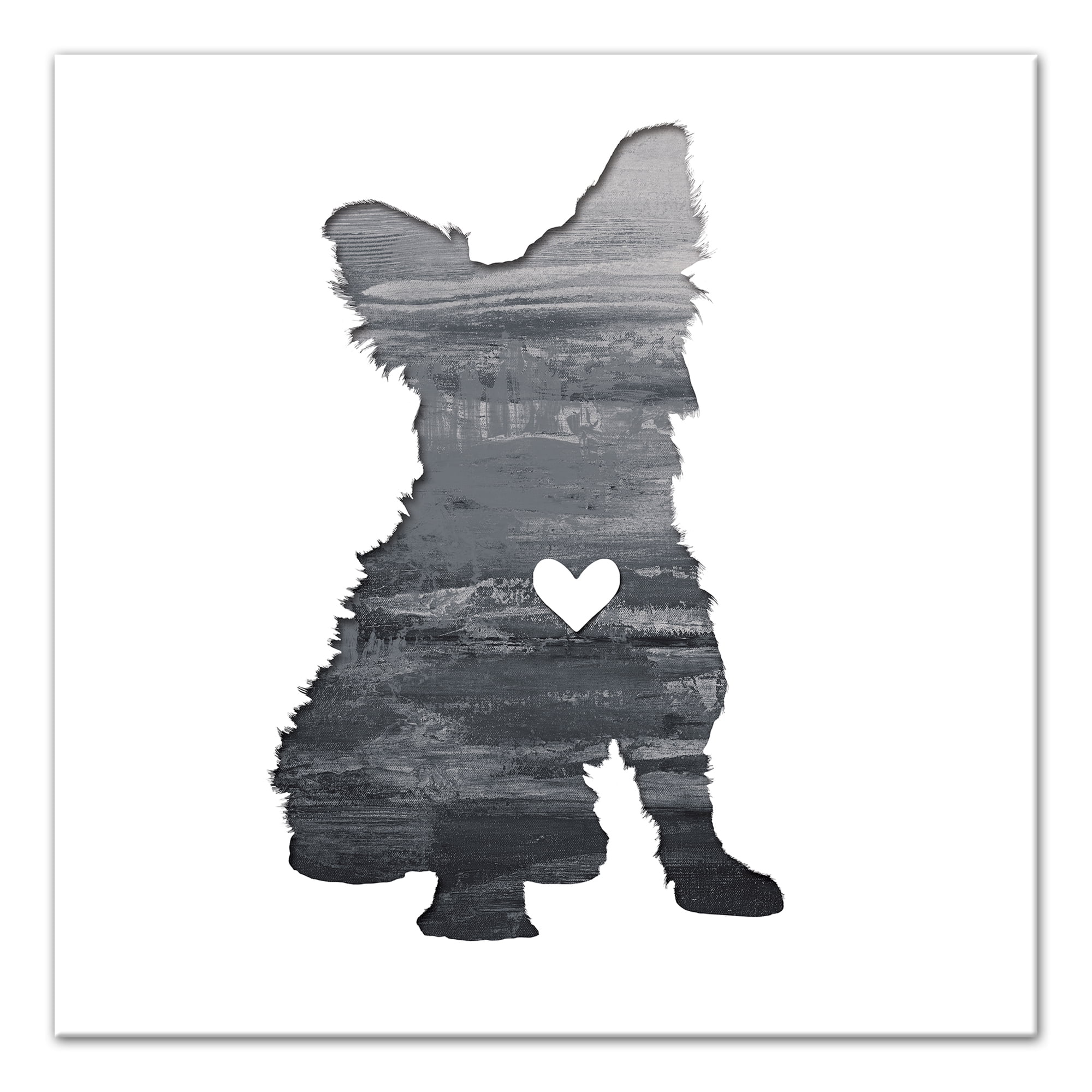 Ink Silhouette Yorkie 24x24 Canvas Wall Art