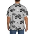 thumbnail image 5 of KLL Gray Tractor Print Men's Shirt Short Sleeve Button Down Summer Cuba Beach Shirts- Small, 5 of 7