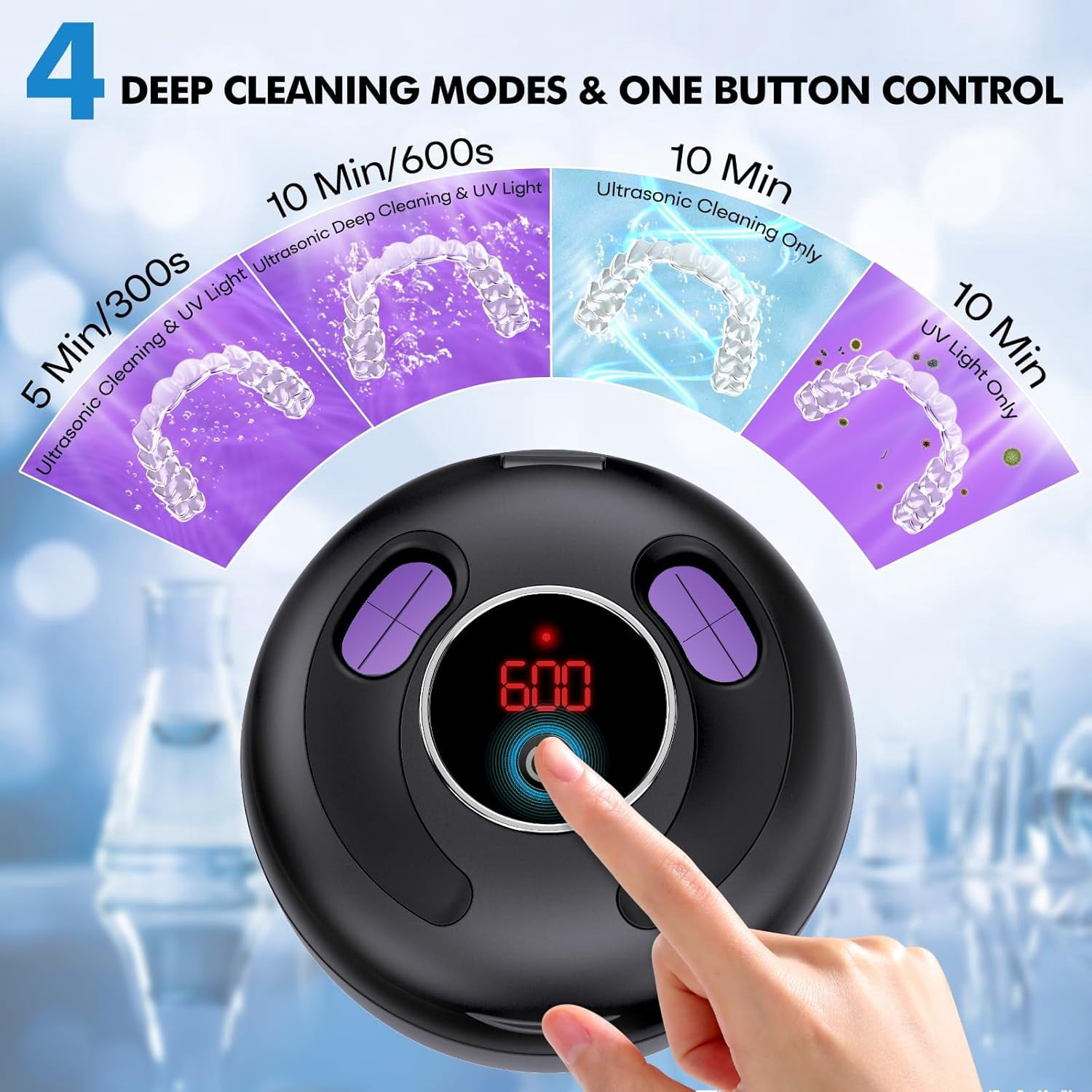 Upgraded Ultrasonic Retainer Cleaner Machine, Braces, Aligner, Toothbrush, Jewelry and More