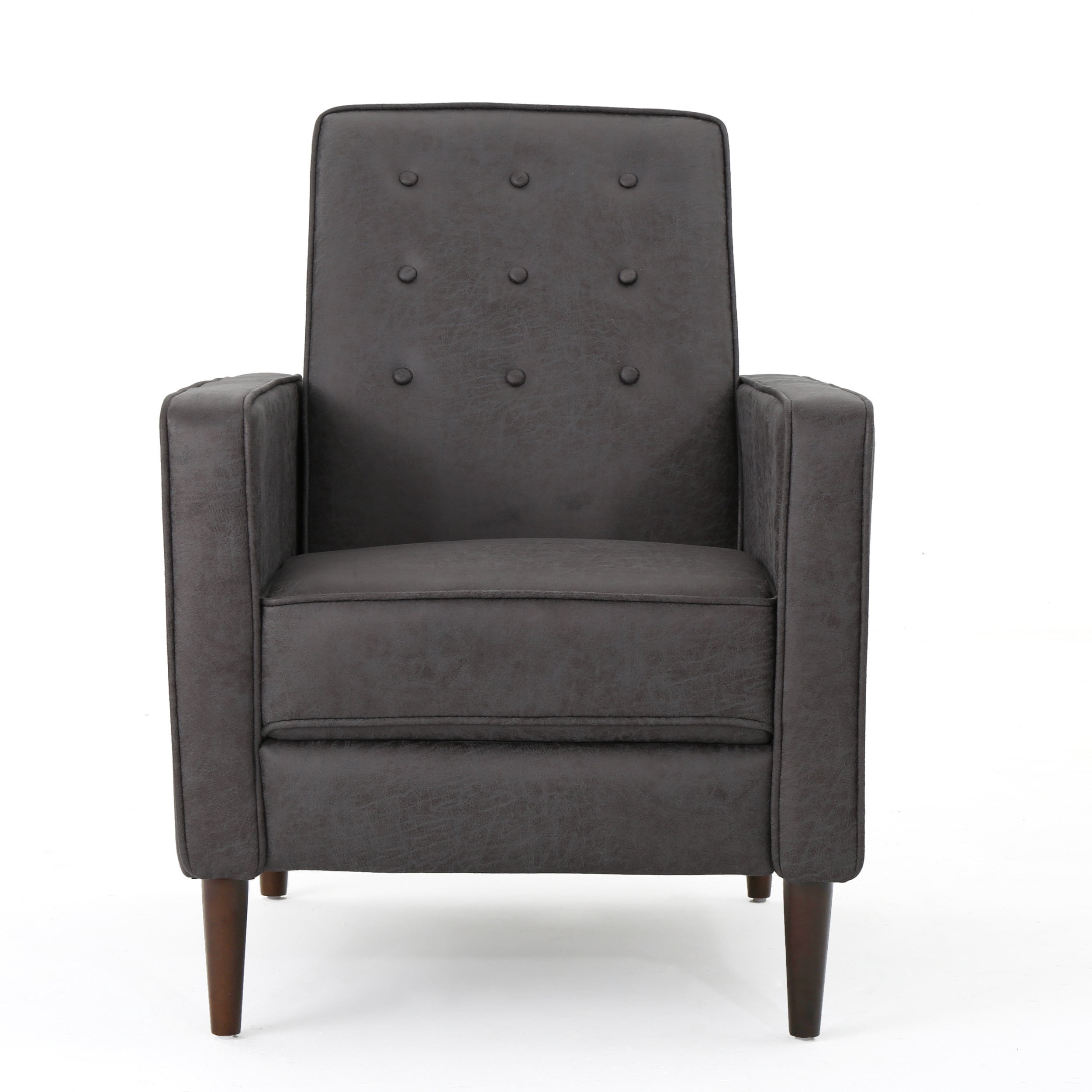 Euroco Modern Fabric Recliner Chair with Espresso Wood Legs, Adjustable Backrest & Plush Upholstery, Space-Saving Design