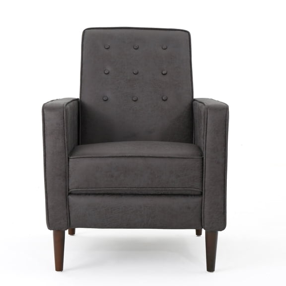 Fabric Recliner Chair Mid-Century Modern Recliner Pushback Single Recliner Sofa With Thicker Seat Cushion Tufted Upholstered Sofa With Wooden Leg For Living Room Bedroom