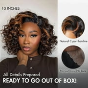 LUVME 12 Effortless Elegance Copper Highlight Bouncy Curl Wig Minimalist HD Lace Glueless Wig Pre-Cut Lace for Women 1pc