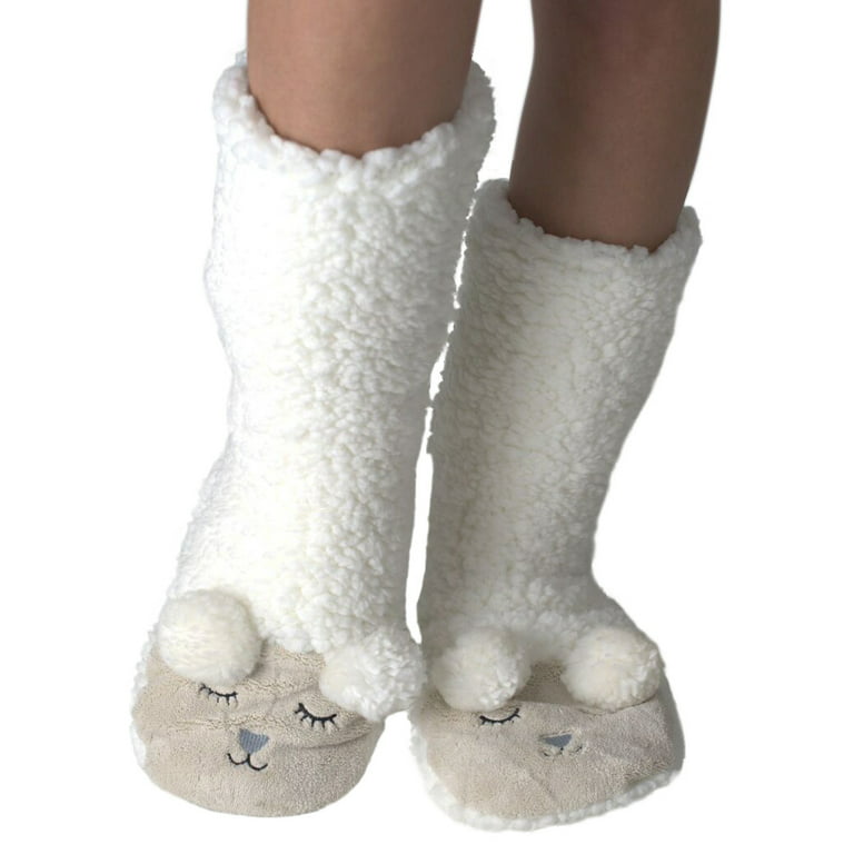 Oooh Geez Women's Funny Cozy Sherpa Slipper, Corgi Boi, Glows in Dark House Winter Fuzzy Socks, Size: 5-10