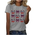 thumbnail image 5 of Feancey Fourth of July Shirts for Women Bows Graphic Tees Independence Day Short Sleeve Patriotic T-Shirt Teen Girl Cute Holiday Tops Gray XXL, 5 of 5