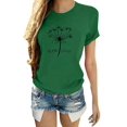 thumbnail image 1 of UKAP Ladies T Shirts Short Sleeve Tops Crew Neck Relax Fit Beach Tee Green 2XL, 1 of 2