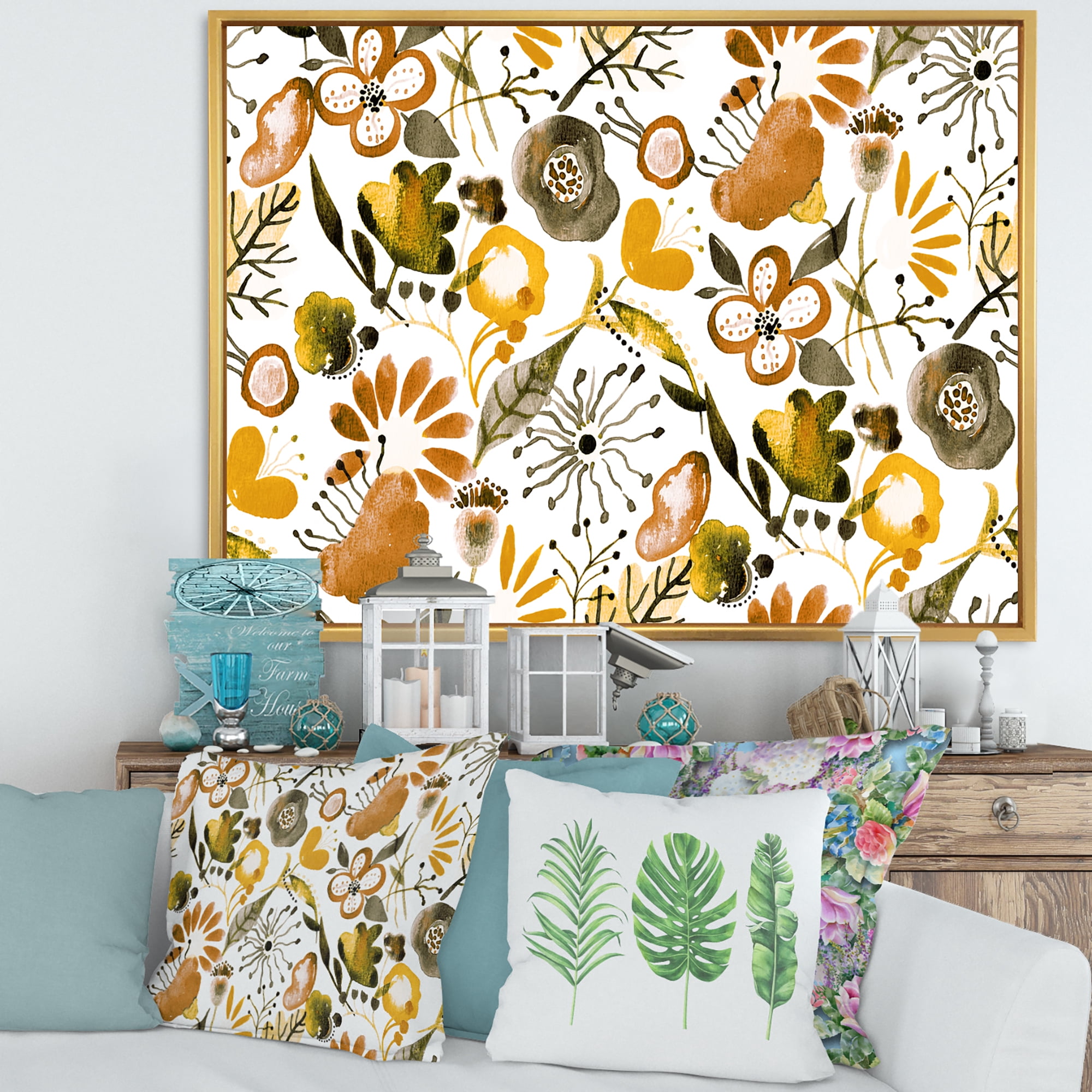 Designart 'Vital Abundance Of Wildflowers I' Modern Framed Canvas Wall Art Print