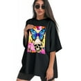 thumbnail image 3 of Plus Size Shirt for Women Black Tops for Women Short Sleeves Shirt for Women Butterfly And Skeleton T Shirt Crewneck Shirt for Women XL, 3 of 5