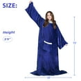thumbnail image 6 of Tirrinia Microplush Sherpa Blanket with Sleeves for Women and Men Blue 3.19 lb, 72" x 55", 6 of 8