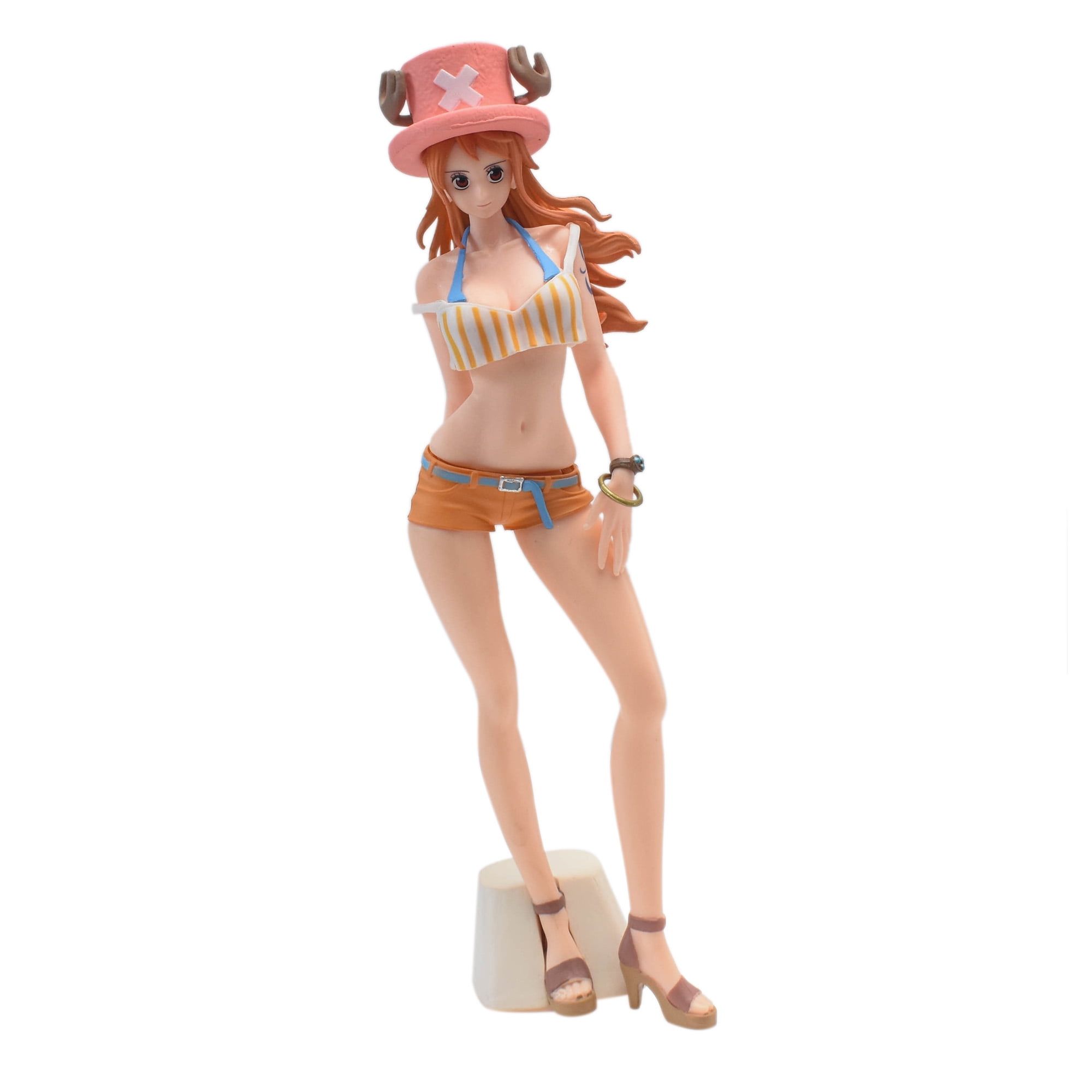 Joinfuny One Piece Nami Action Figure Sexy Nami With Chopper Hat Swimsuit Pvc Toy T