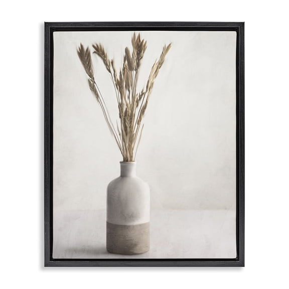 Stupell Industries Bohemian Neutral Wheat Sprigs Black Floating Frame Canvas Art, 17 x 21, by Kim Allen