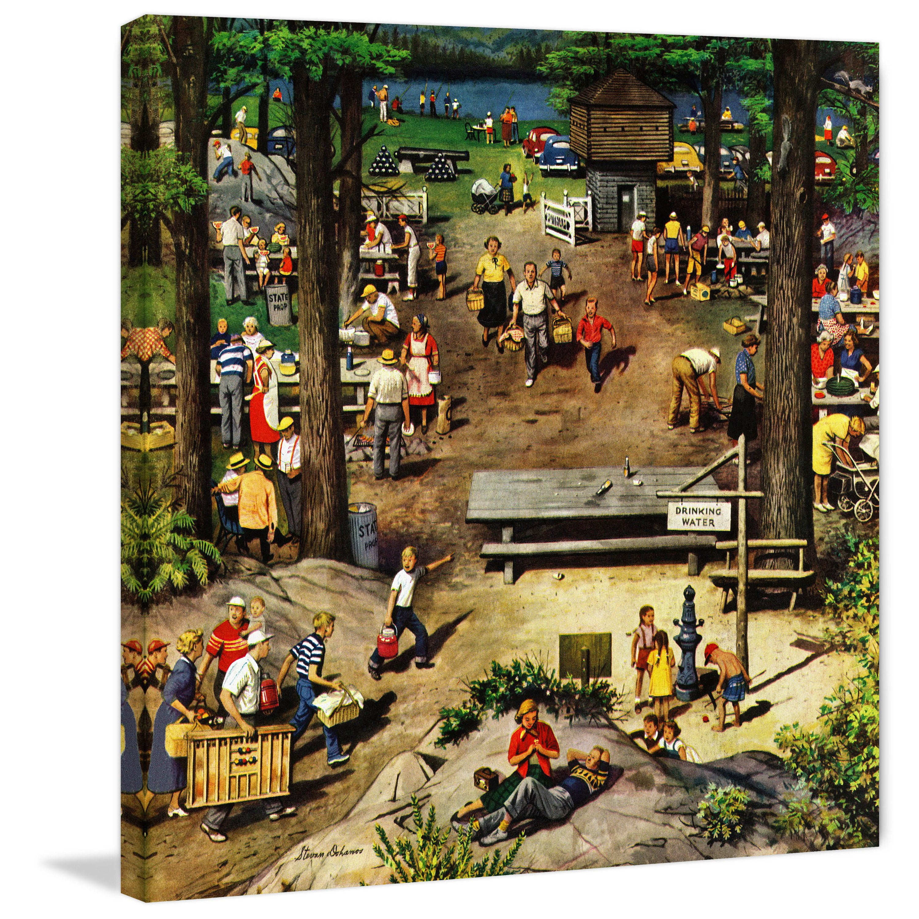 "Labor Day Picnic" Painting Print on Wrapped Canvas