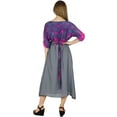 thumbnail image 3 of Bimba Women Casual Midi Shift Dress Chic Style Gray Rayon Day Dresses 3/4 Sleeve, 3 of 7