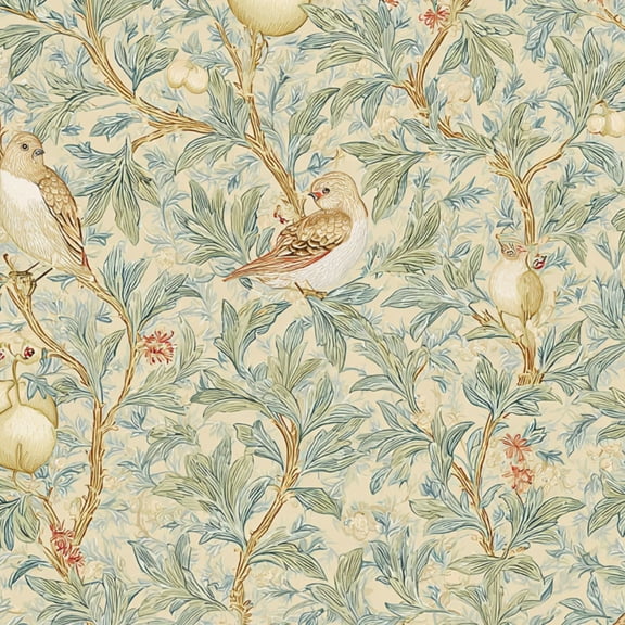 Peel and Stick Wallpaper 23.6in x 9.8ft Vintage Botanical Bird Pomegranate Soft Green Contact Paper Vinyl Waterproof Self Adhesive Wall Paper for Bedroom Shelf Cabinet Renter Friendly