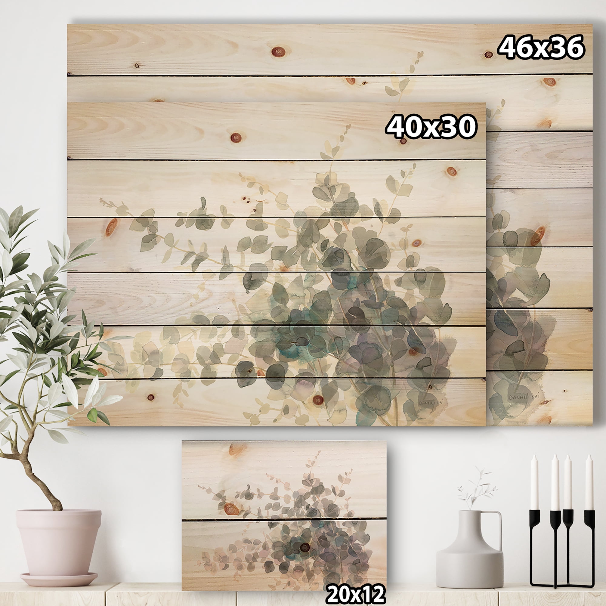 Designart 'Grey Abstract Flower II' Traditional Print on Natural Pine Wood